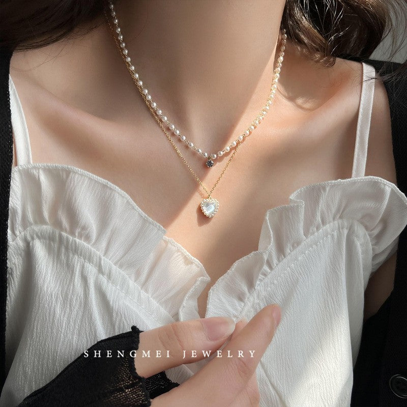 Luninana Necklace - Pearl Heart Necklace YX026