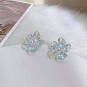 Luninana Clip-on Earrings - Glassy Flower Earrings YBY036