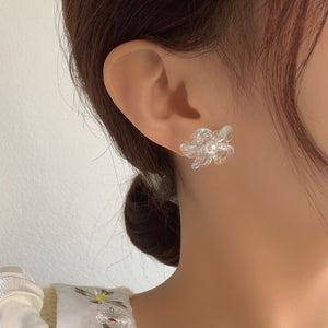Luninana Clip-on Earrings - Glassy Flower Earrings YBY036