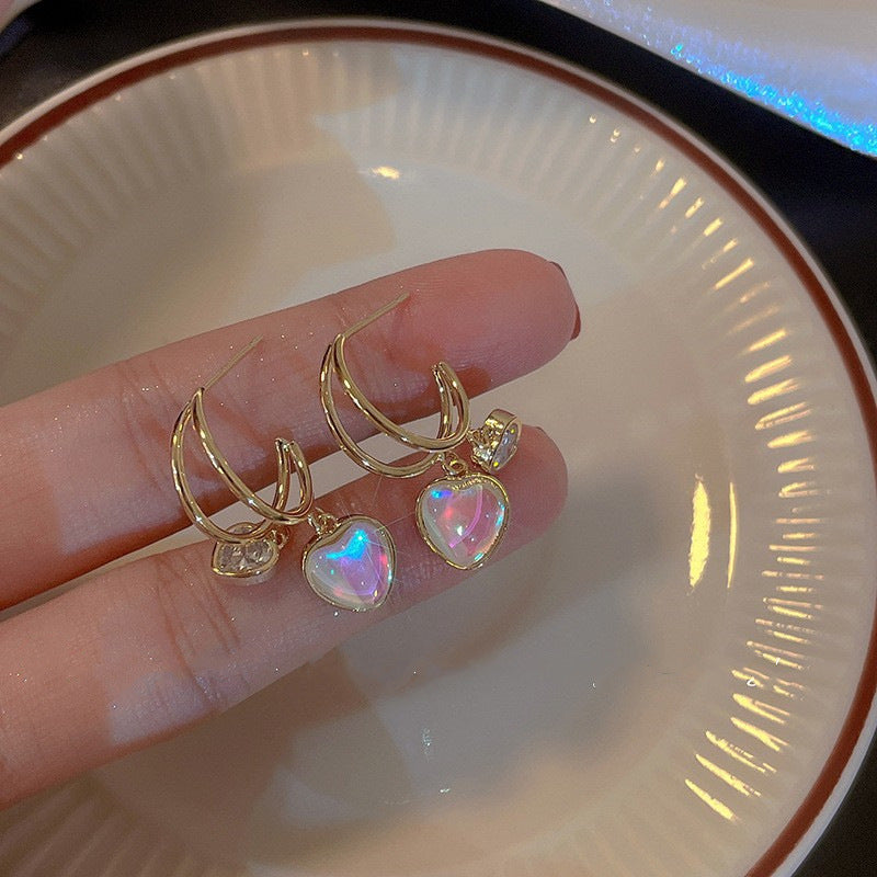 Luninana Earrings - French Styles Shiny Heart Earrings YX010