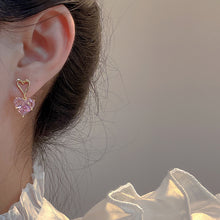 Load image into Gallery viewer, Luninana Earrings - French Styles Crystal Pink Heart Earrings YX012