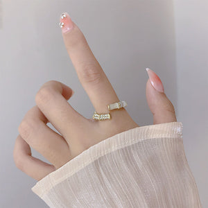Luninana Ring - Bamboo With Pearl Joints Ring XX019