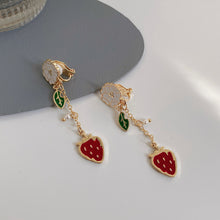 Load image into Gallery viewer, Luninana Clip-on Earrings - Strawberry Floral Earrings YBY087