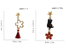 Load image into Gallery viewer, Luninana Earrings - The Black Sakura Cat Earrings YBY011
