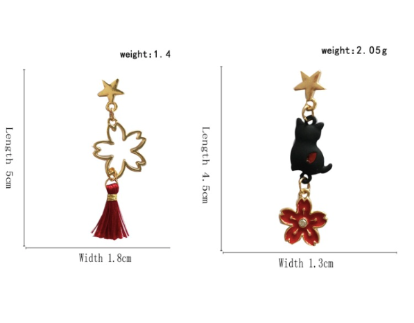 Luninana Clip-on Earrings - The Black Sakura Cat YBY012
