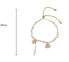 Load image into Gallery viewer, Luninana Bracelet - White Pearl Cat with Ribbon Bracelet YBY019