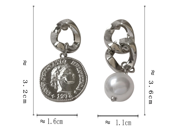 Luninana Earrings - Coin Dangle with Pearl Earrings YBY046
