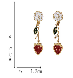 Luninana Clip-on Earrings - Strawberry Floral Earrings YBY087