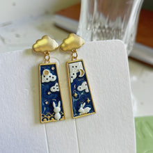 Load image into Gallery viewer, Luninana Earrings - Star Gazing Bunny Rectangle Earrings YBY054