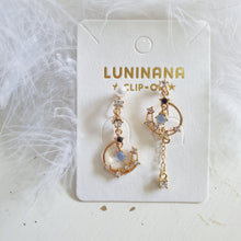 Load image into Gallery viewer, Luninana Clip-on Earrings -  Hanging Moon with Pearl Earrings LL014