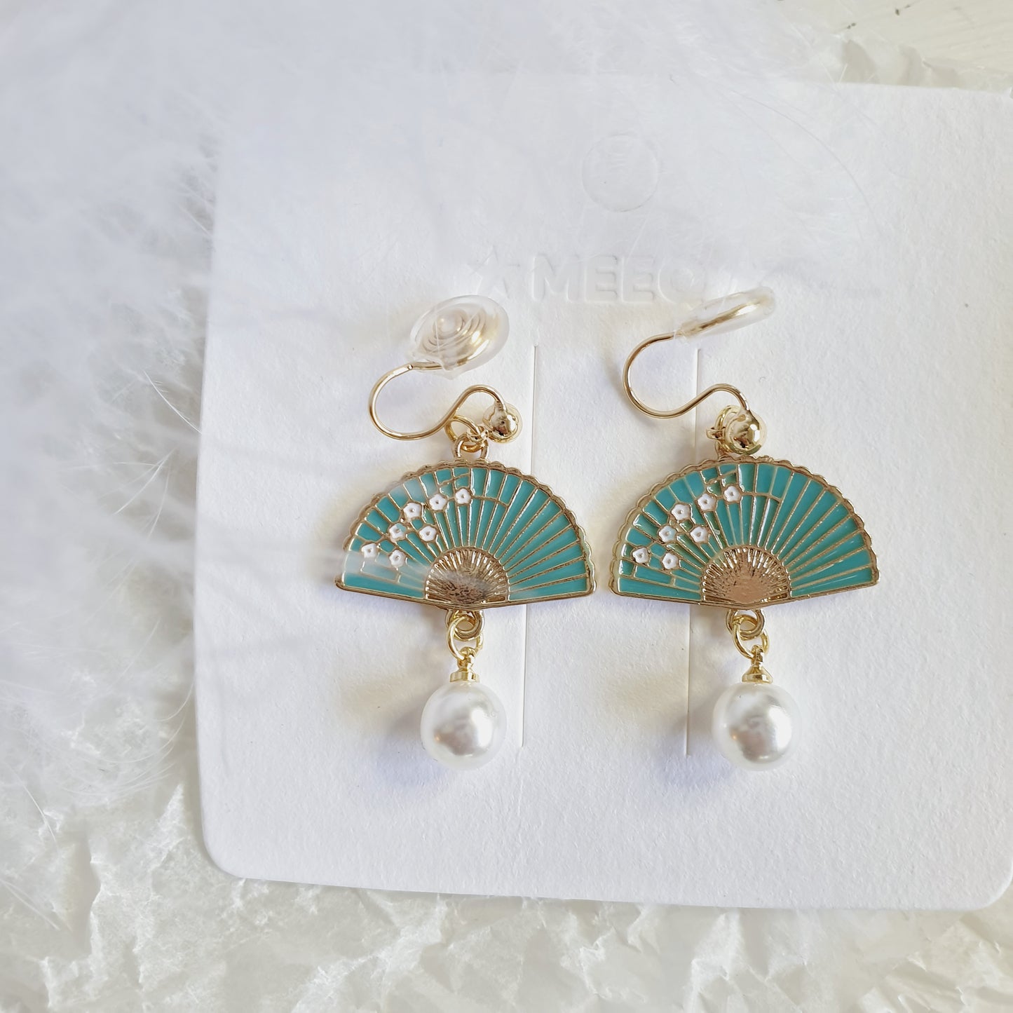 Luninana Clip-on Earrings - Oriental Blossom Fan Earrings LL023