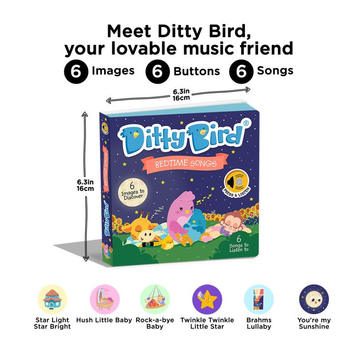 Ditty Bird Bedtime Songs Multi-Coloured 16x2x16cm