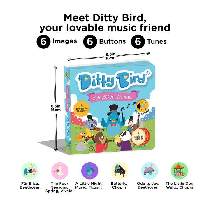Ditty Bird Classical Music Multi-Coloured 16x2x16cm