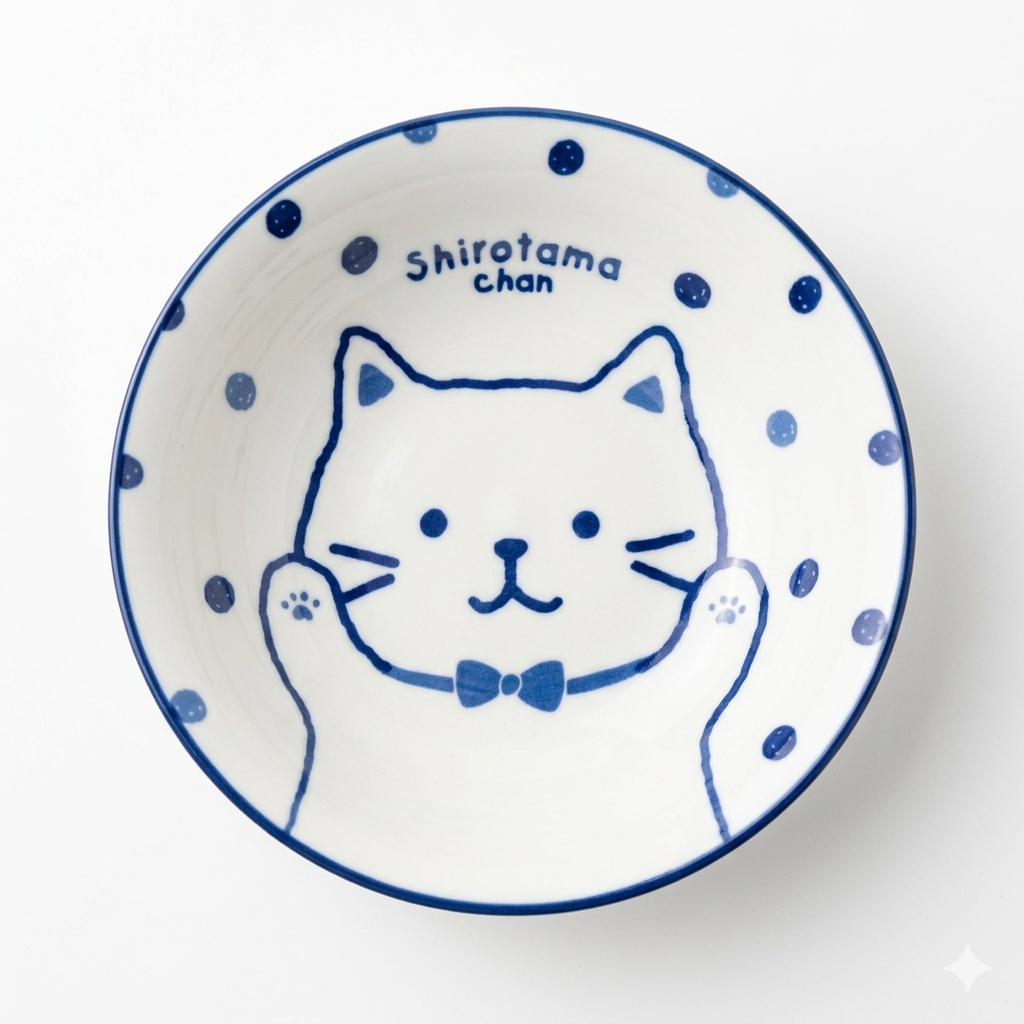 FFN Blue-dyed Sauce Bowl -  Calico Cat