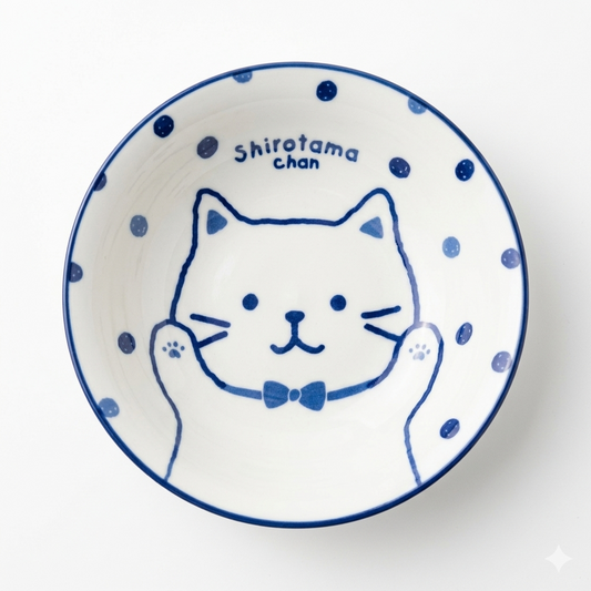 FFN Blue-dyed Sauce Bowl -  Calico Cat