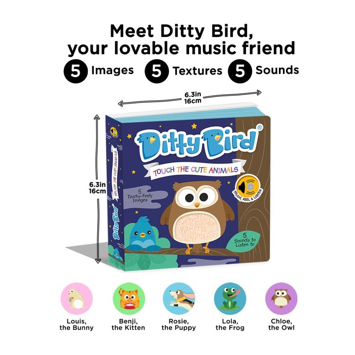 Ditty Bird Touch the Cute Animals Multi-Coloured 16x2x16cm