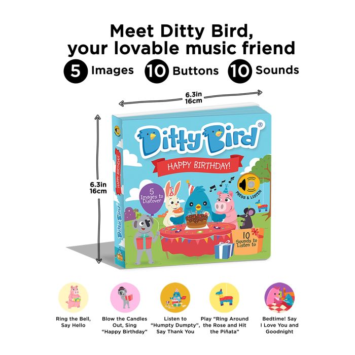 Ditty Bird Happy Birthday Multi-Coloured 16x2x16cm