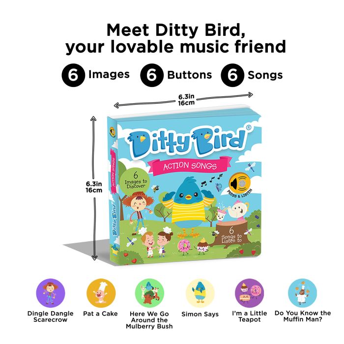 Ditty Bird Action Songs Multi-Coloured 16x2x16cm