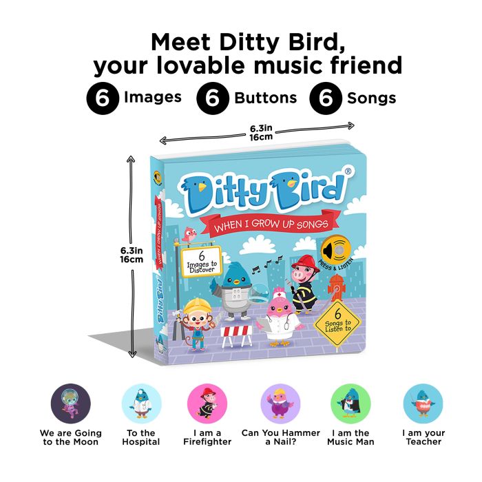 Ditty Bird When I Grow Up Songs Multi-Coloured 16x2x16cm
