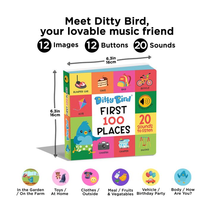 Ditty Bird First 100 Places Multi-Coloured 16x2x16cm