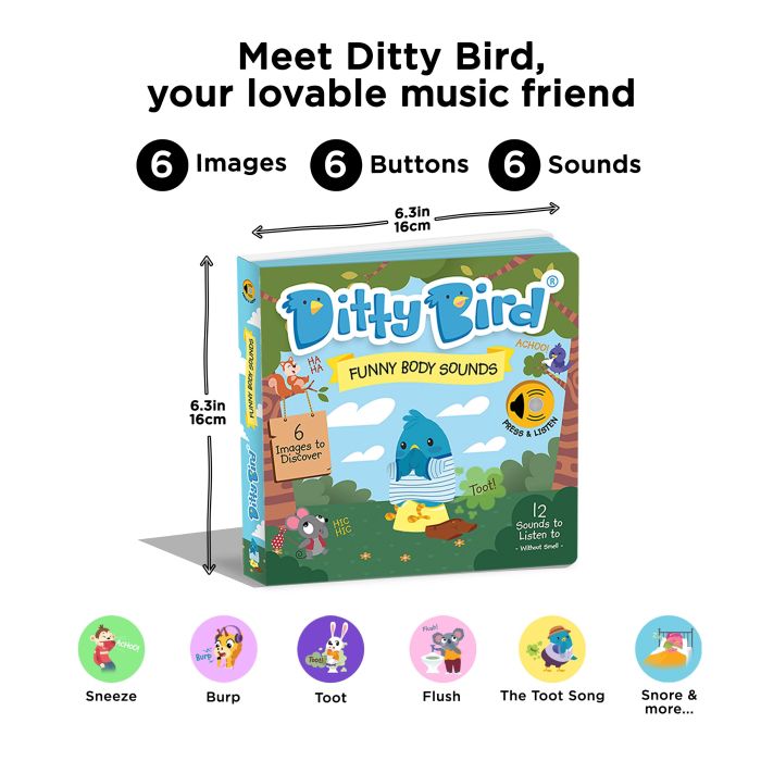 Ditty Bird Funny Body Sounds Multi-Coloured 16x2x16cm