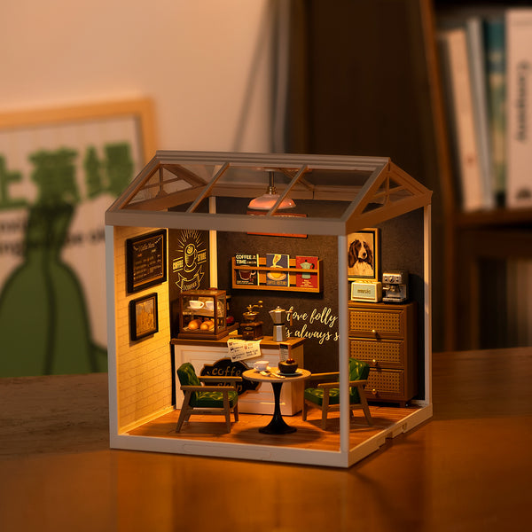 Robotime Rolife Super Creator Breezy Time Cafe DIY Miniature House Kit DW001B
