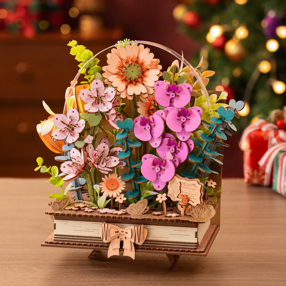 Robotime Rowood DIY 3D Flower Puzzle - Wooden Blooming Book TW04H
