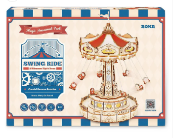 Robotime ROKR 3D Wooden Puzzle DIY Music Box Swing Ride
