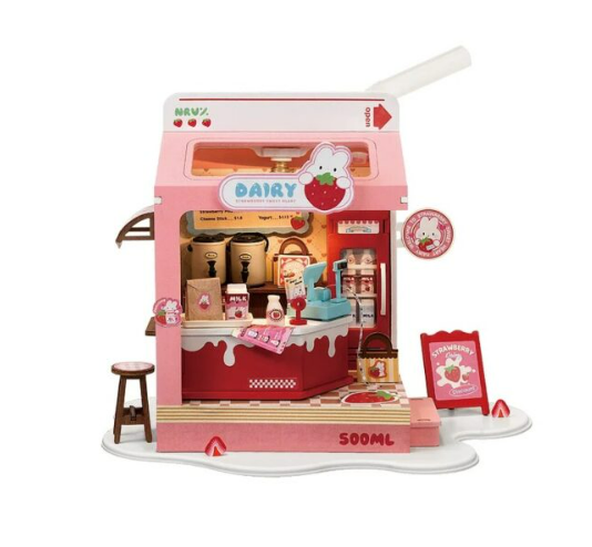 Robotime DIY Mini House Strawberry Milk Box