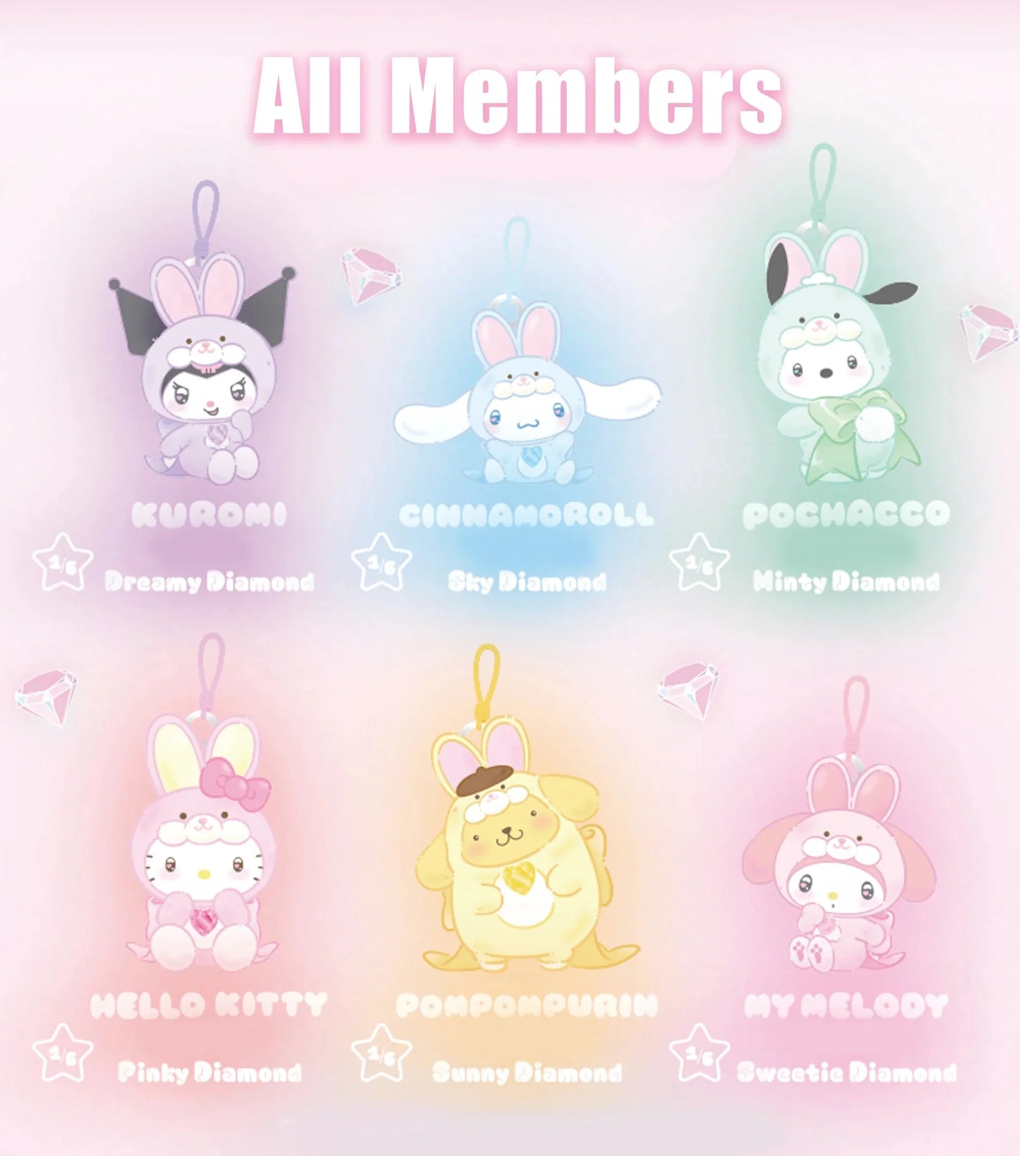 Toptoy Sanrio Characters Diamond Bunny Baby Series Figures Blind Box