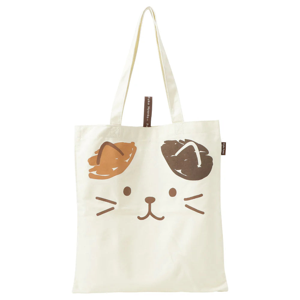 Hapins Canvas Tote White Bag Calico Cat