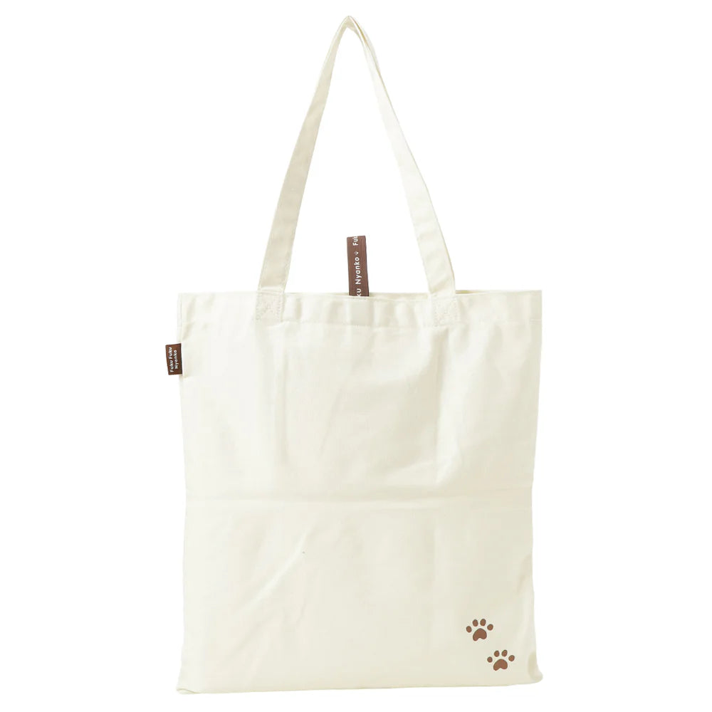 Hapins Canvas Tote White Bag Calico Cat