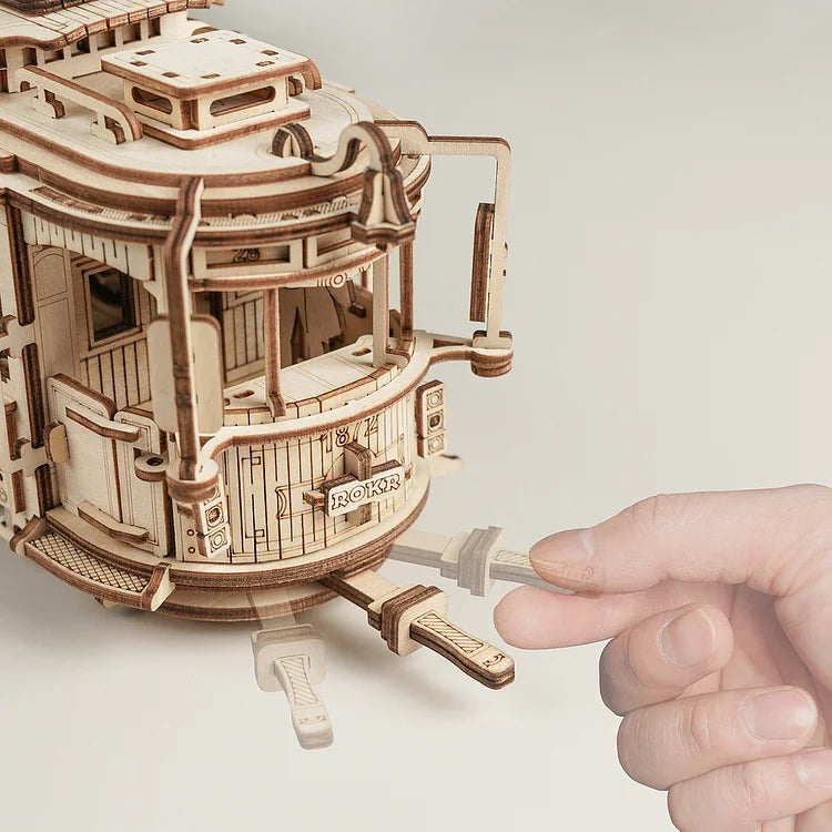 Robotime ROKR 3D DIY Wooden Puzzle Mechanical Models Classic City Tram