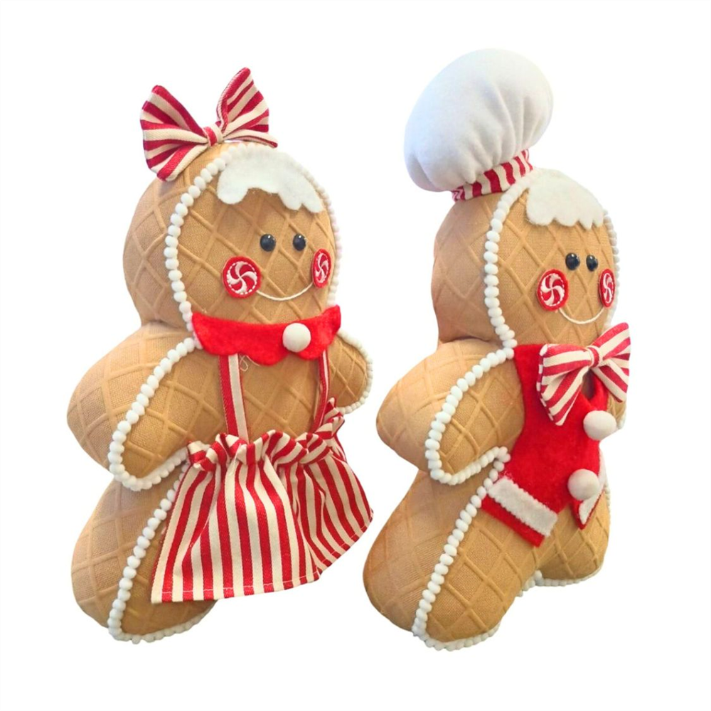 Fabric Boy & Girl Gingerbread Décor 23x10x37cm