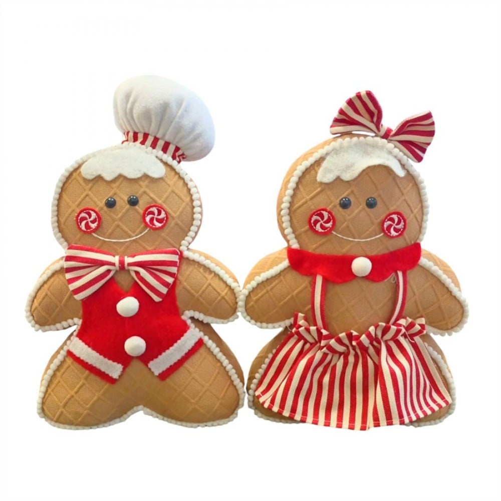 Fabric Boy & Girl Gingerbread Décor 23x10x37cm