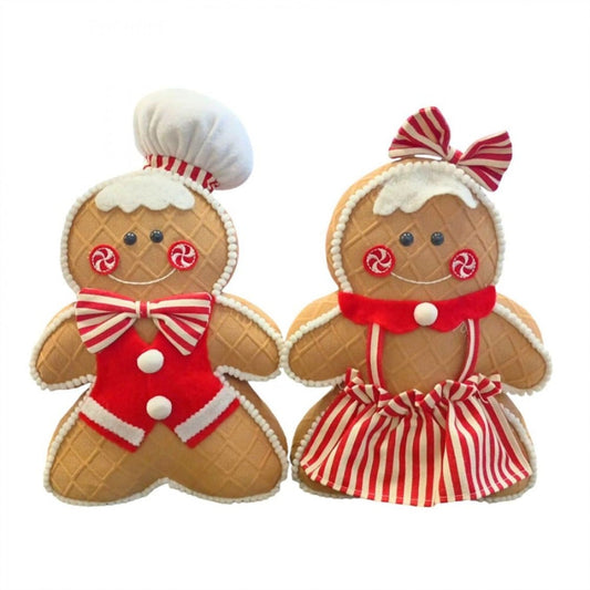 Fabric Boy & Girl Gingerbread Décor 23x10x37cm