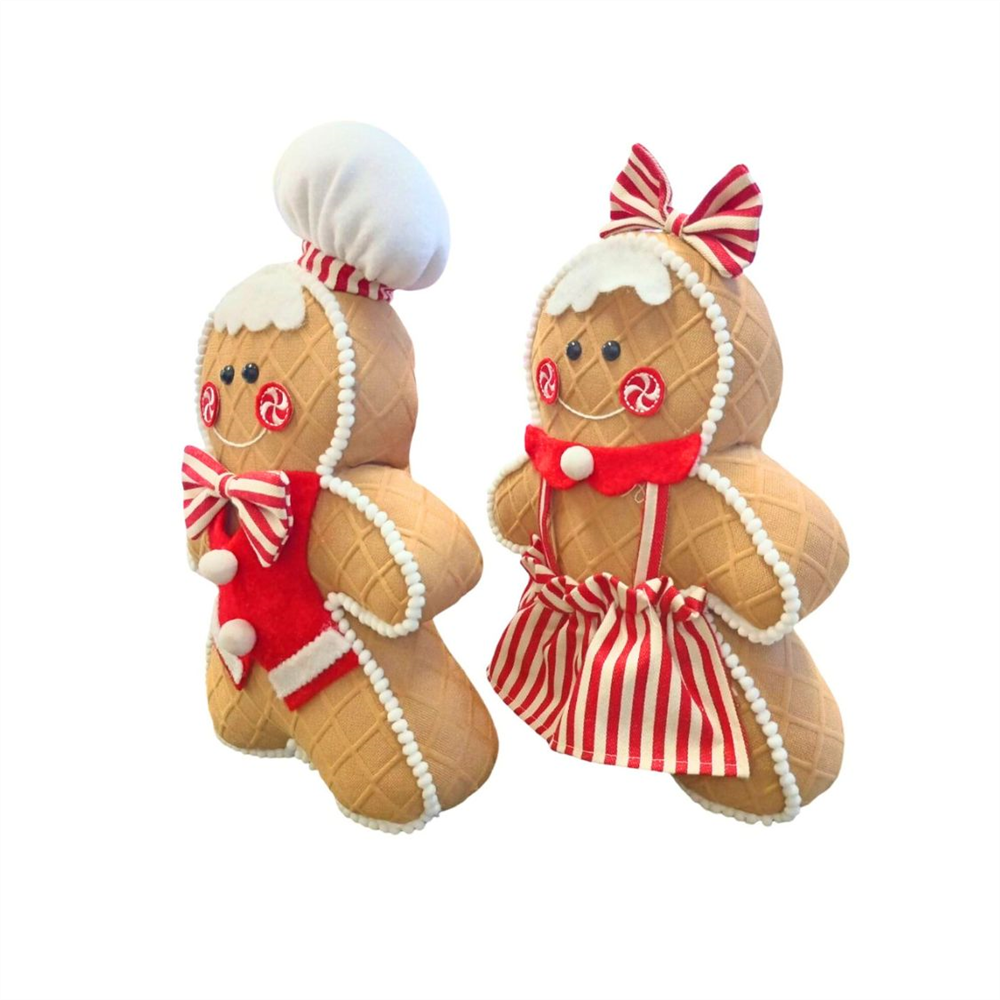 Fabric Boy & Girl Gingerbread Décor 18x6x30cm