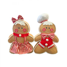 Load image into Gallery viewer, Fabric Boy &amp; Girl Gingerbread Décor 18x6x30cm
