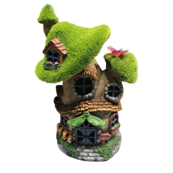 Resin Solar Fairy Garden House 17x14x24.5cm