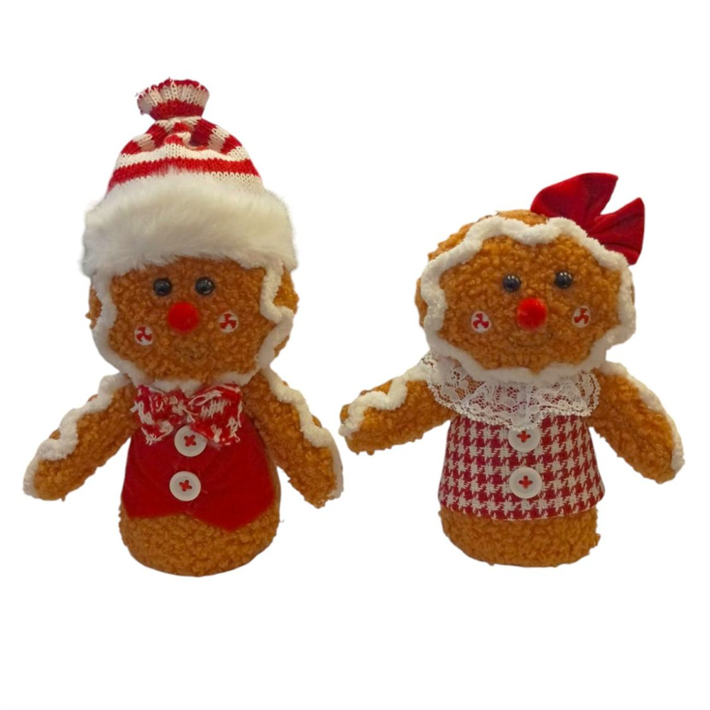 Fabric Sitting Gingerbread Man Décor 11x6x20cm