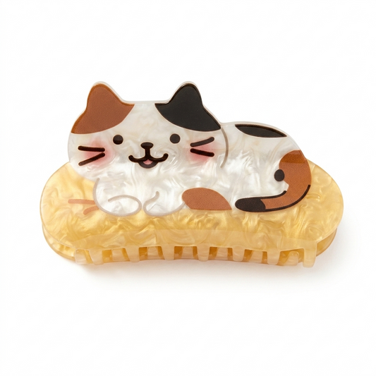 FFN Sleeping Cat Acrylic Hair Clip  Cheese Yellow