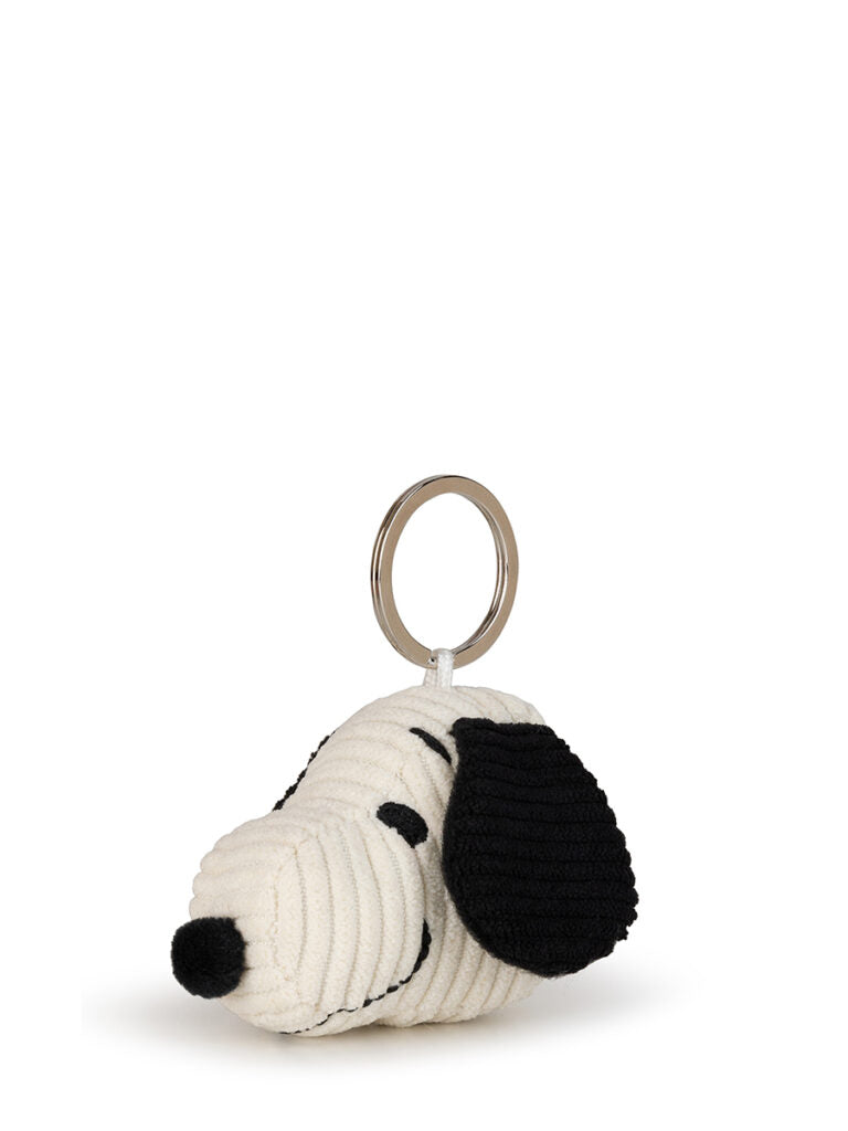 Snoopy Head Corduroy Cream Keychain ( 4,5cm)