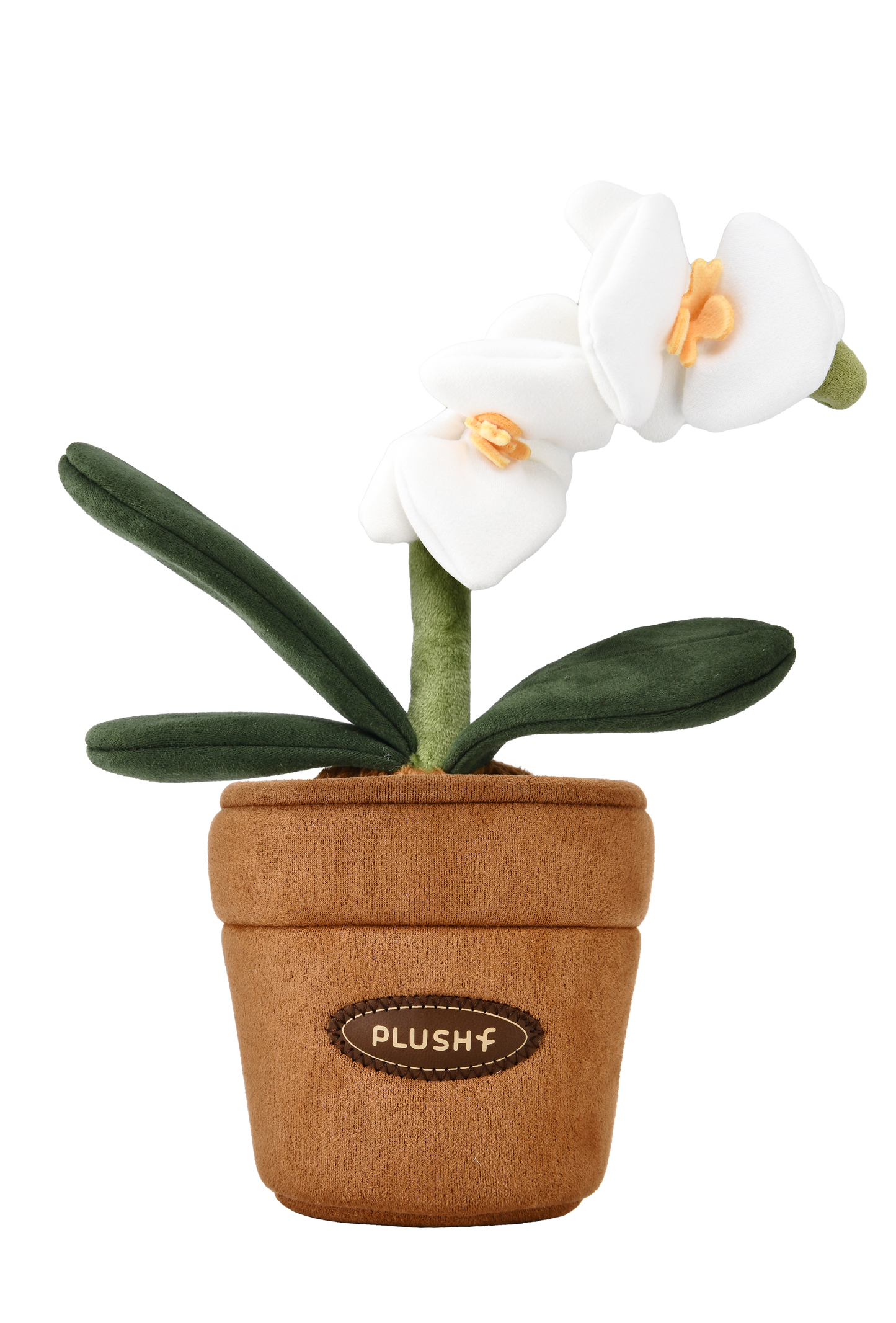 PlushWoods White Orchid Plant Plush With Pot 25cm
