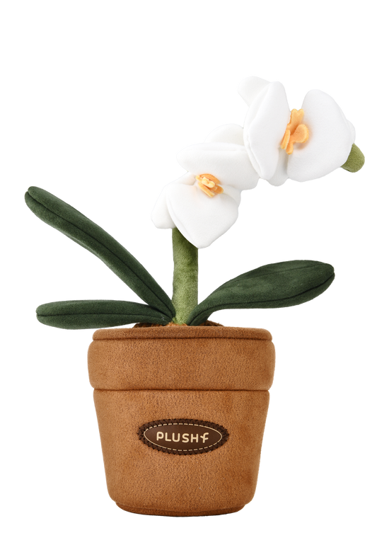PlushWoods White Orchid Plant Plush With Pot 25cm