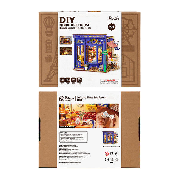 Robotime Rolife Leisure Time Tea Room DIY Miniature House DG171
