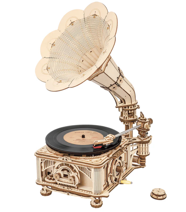 Robotime ROKR 3D Wooden Puzzle Classic Gramophone (Hand-rotating) Mechanical Models