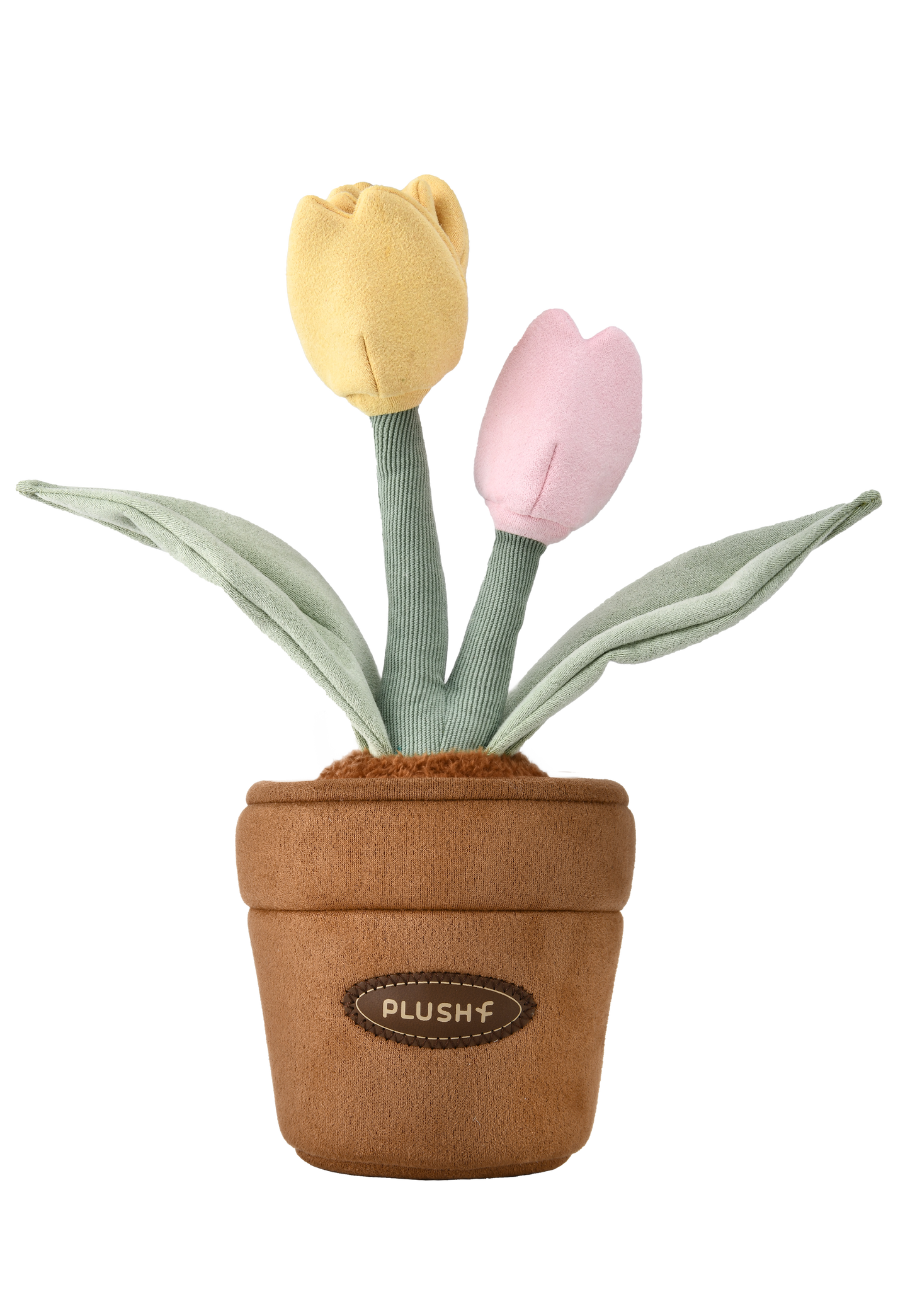 PlushWoods Yellow and Pink Tulip Plant Plush With Pot 25cm