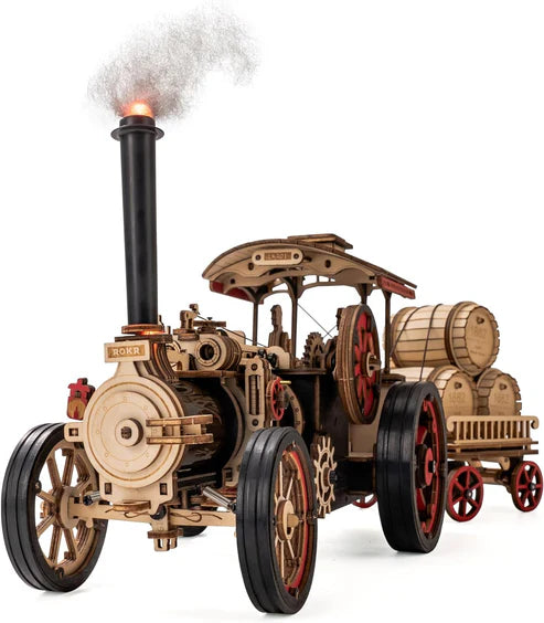 Robotime Steam Engine Tractor Assembly Wooden Puzzles Vehicle