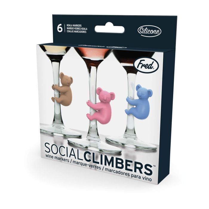 Fred Social Climbers - Koala Wine Markers 6pcs Set Multi-Coloured 1.7x3.7x3.8cm