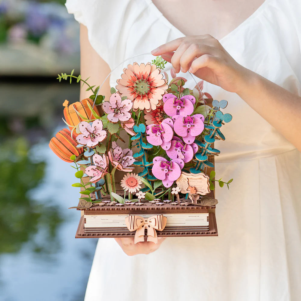 Robotime Rowood DIY 3D Flower Puzzle - Wooden Blooming Book TW04H